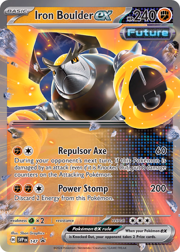 Iron Boulder ex Pokemon card (147, Scarlet & Violet Black Star Promos)