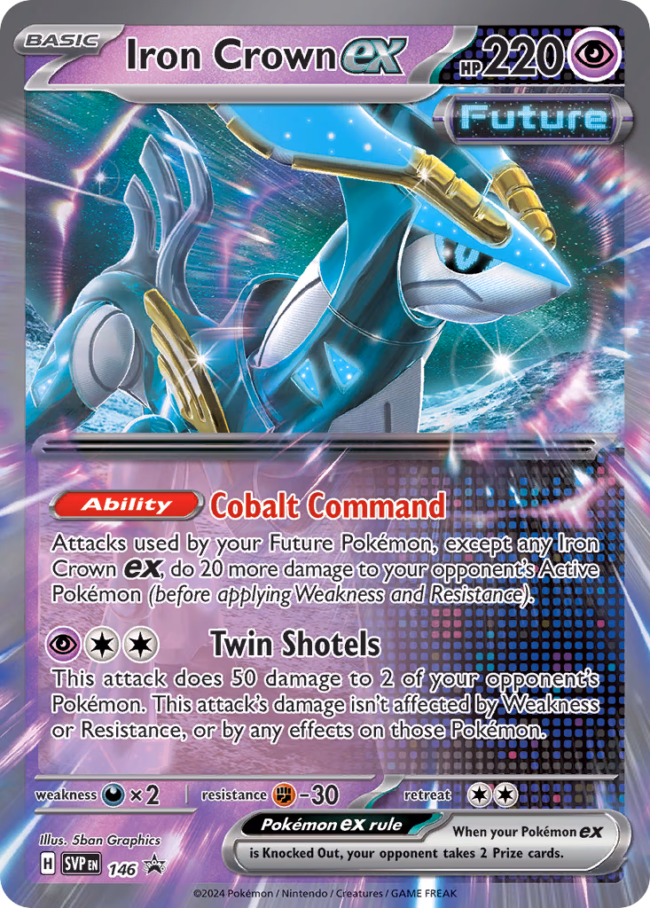 Iron Crown ex Pokemon card (146, Scarlet & Violet Black Star Promos)