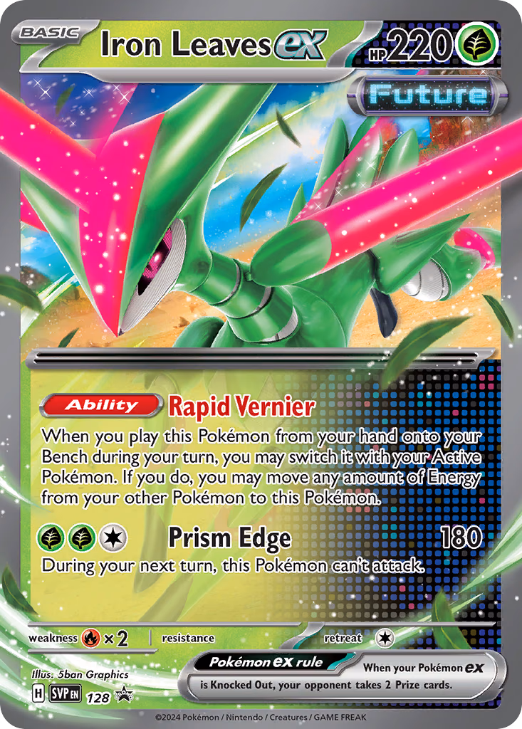Iron Leaves ex Pokemon card (128, Scarlet & Violet Black Star Promos)