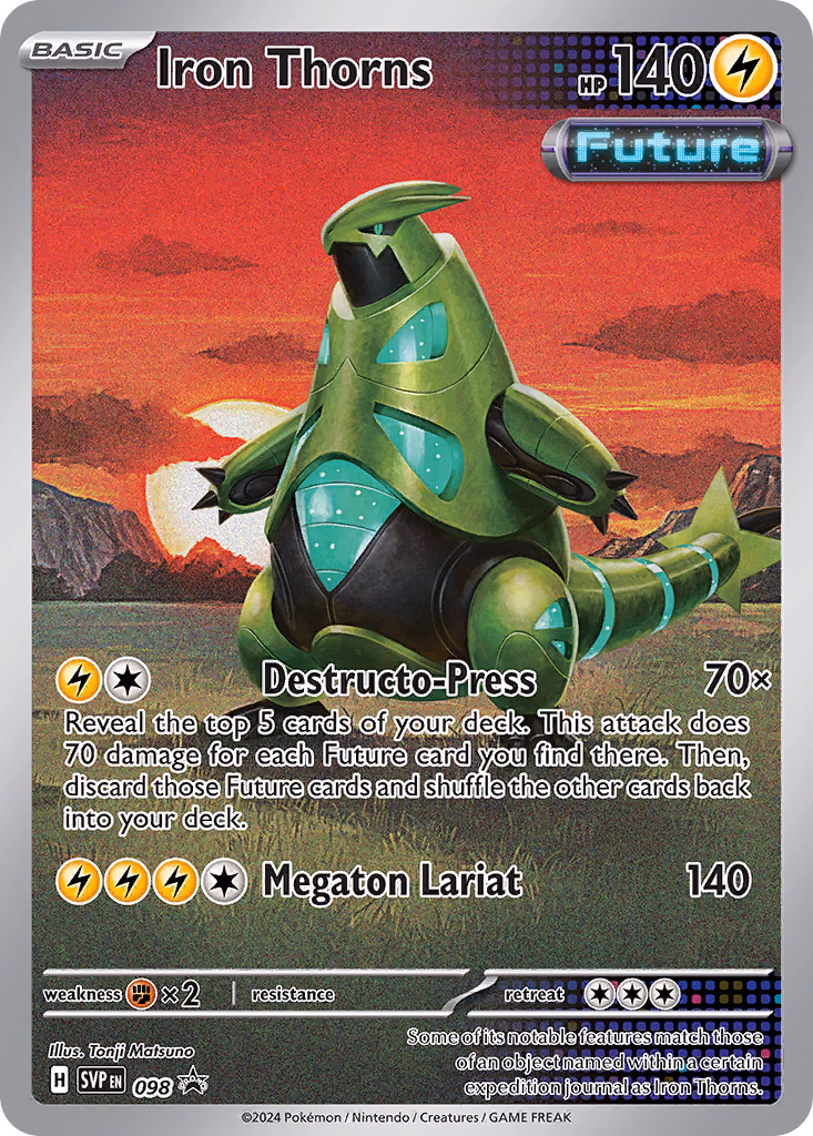 Iron Thorns Pokemon card (098, Scarlet & Violet Black Star Promos)