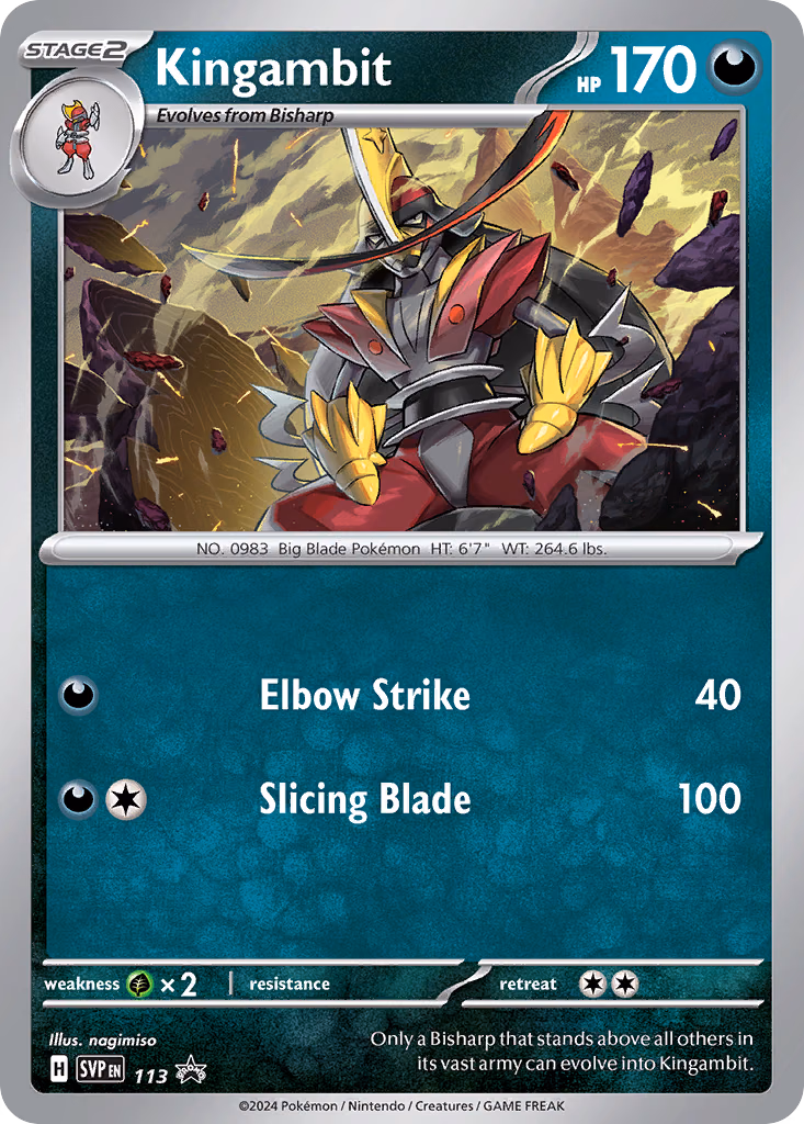 Kingambit Pokemon card (113, Scarlet & Violet Black Star Promos)