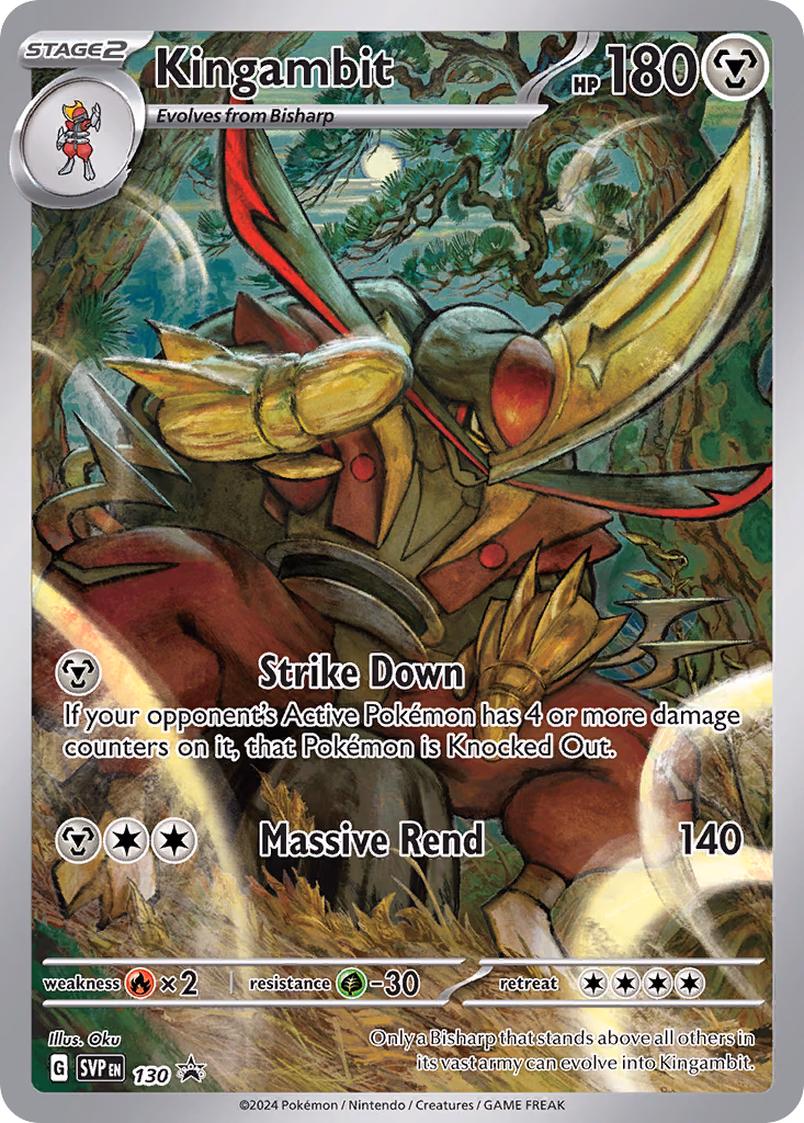 Kingambit Pokemon card (130, Scarlet & Violet Black Star Promos)