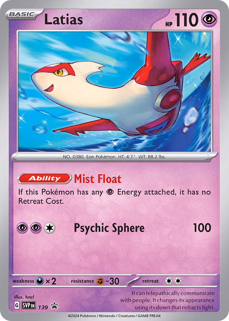 Latias Pokemon card (139, Scarlet & Violet Black Star Promos)