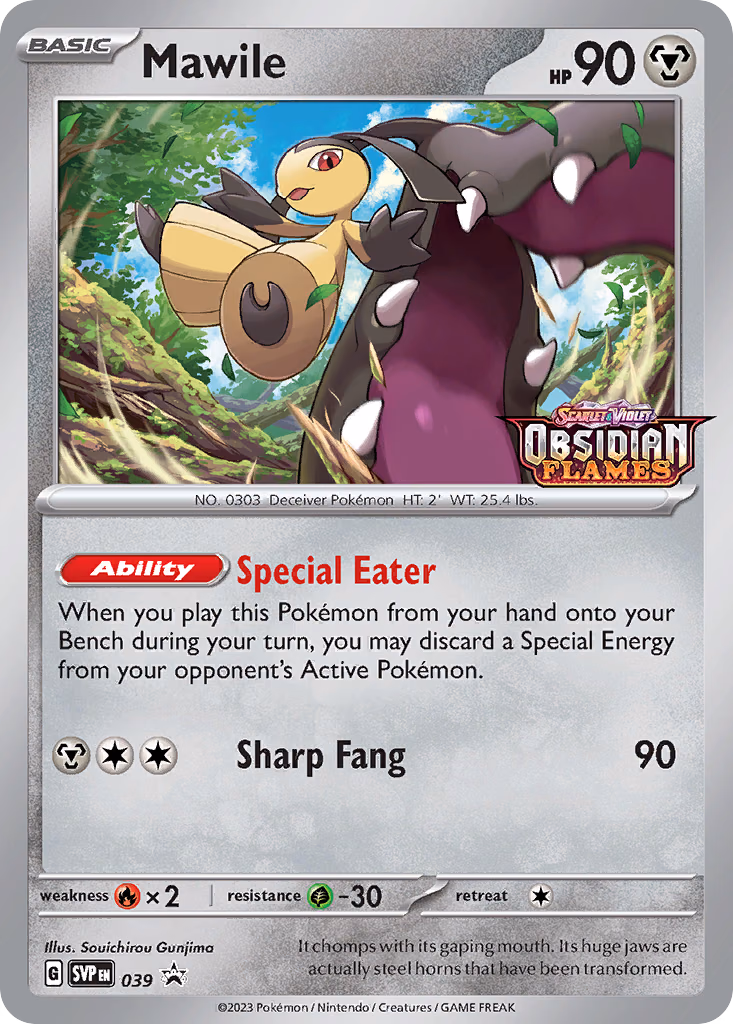 Mawile Pokemon card (039, Scarlet & Violet Black Star Promos)