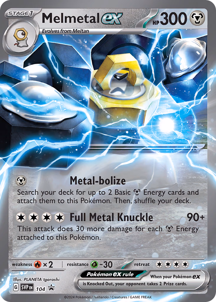 Melmetal ex Pokemon card (104, Scarlet & Violet Black Star Promos)