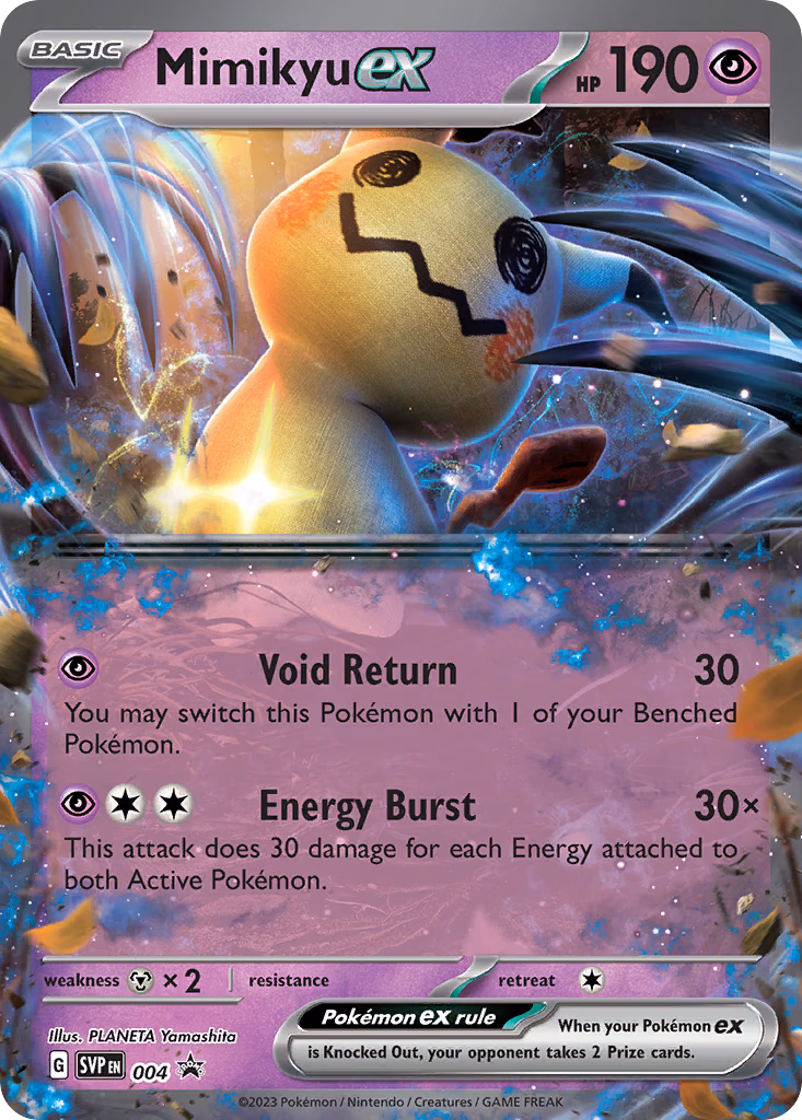 Mimikyu ex Pokemon card (004, Scarlet & Violet Black Star Promos)