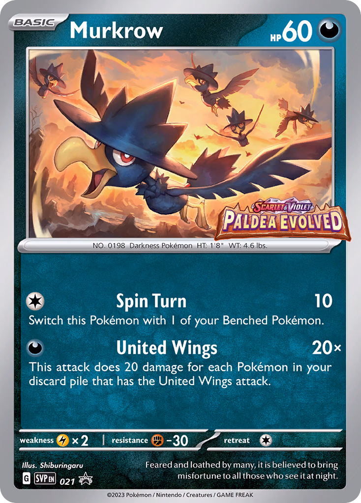 Murkrow Pokemon card (021, Scarlet & Violet Black Star Promos)
