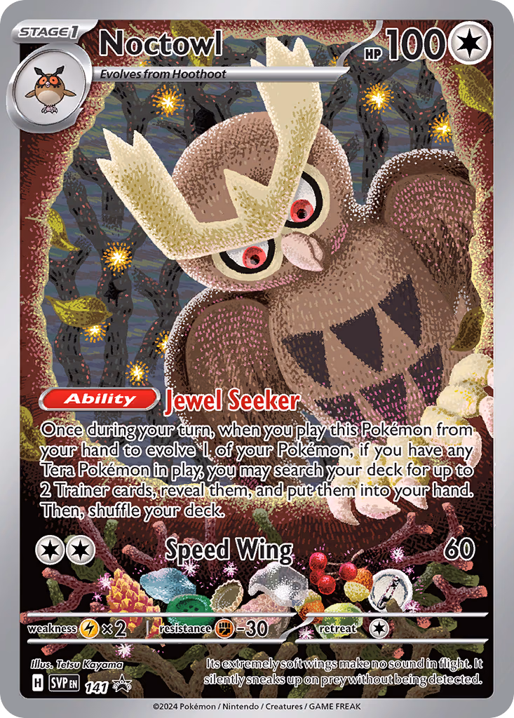 Noctowl Pokemon card (141, Scarlet & Violet Black Star Promos)