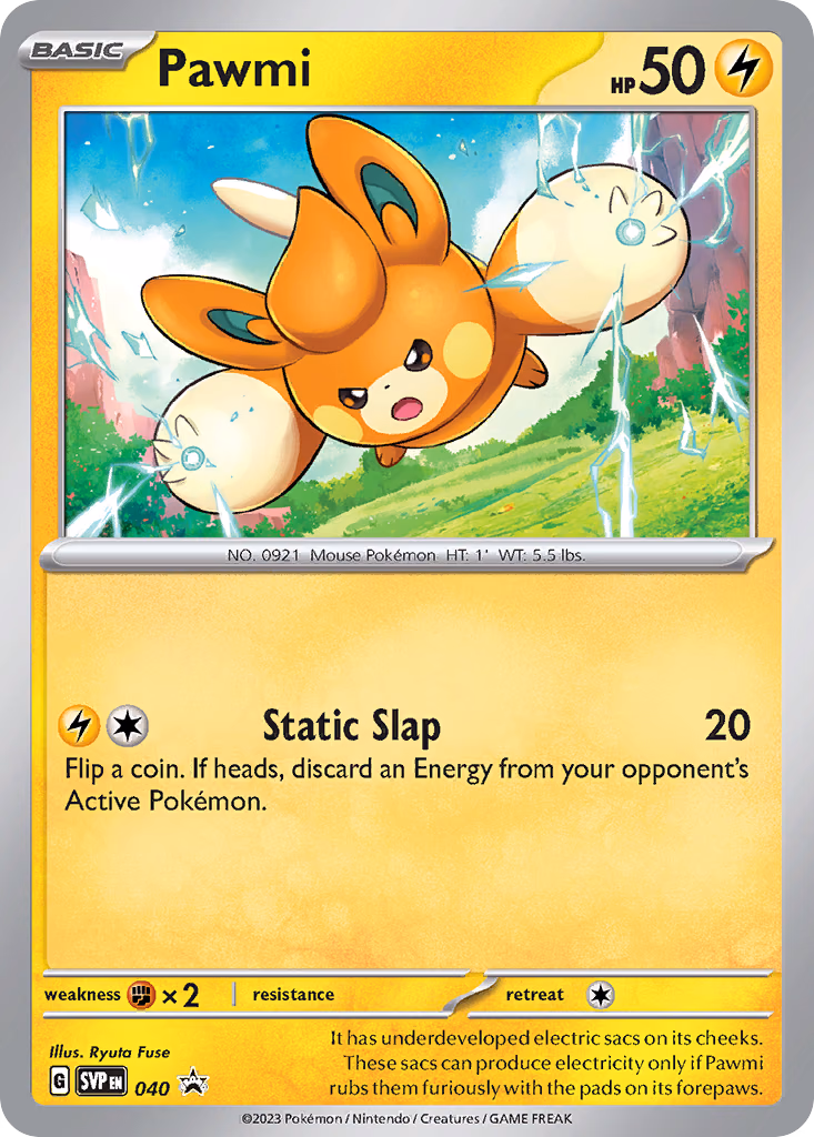 Pawmi Pokemon card (040, Scarlet & Violet Black Star Promos)