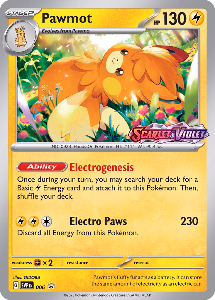 Pawmot Pokemon card (006, Scarlet & Violet Black Star Promos)