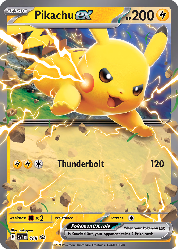 Pikachu ex Pokemon card (106, Scarlet & Violet Black Star Promos)