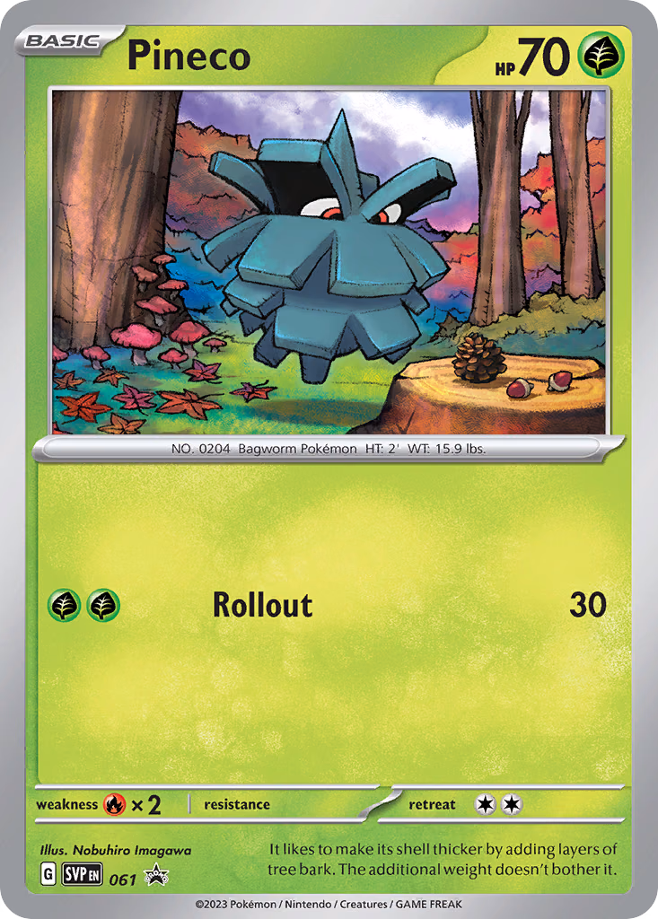 Pineco Pokemon card (061, Scarlet & Violet Black Star Promos)