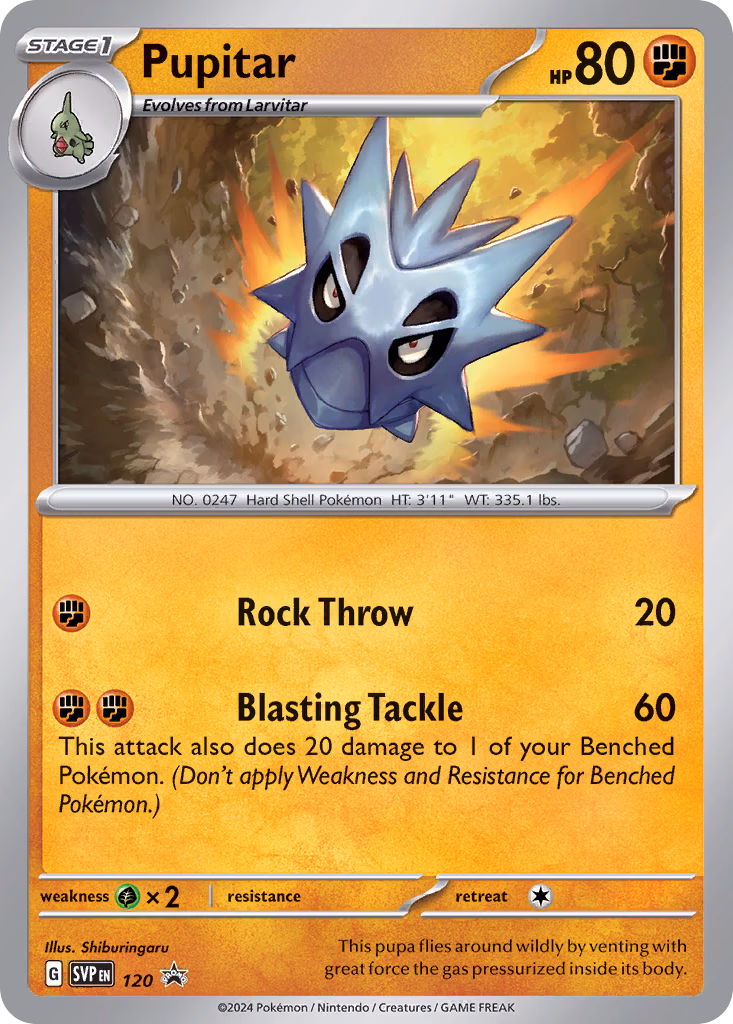 Pupitar Pokemon card (120, Scarlet & Violet Black Star Promos)
