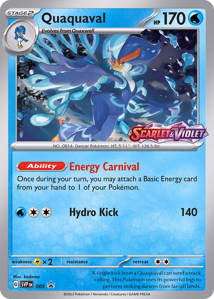 Quaquaval Pokemon card (005, Scarlet & Violet Black Star Promos)