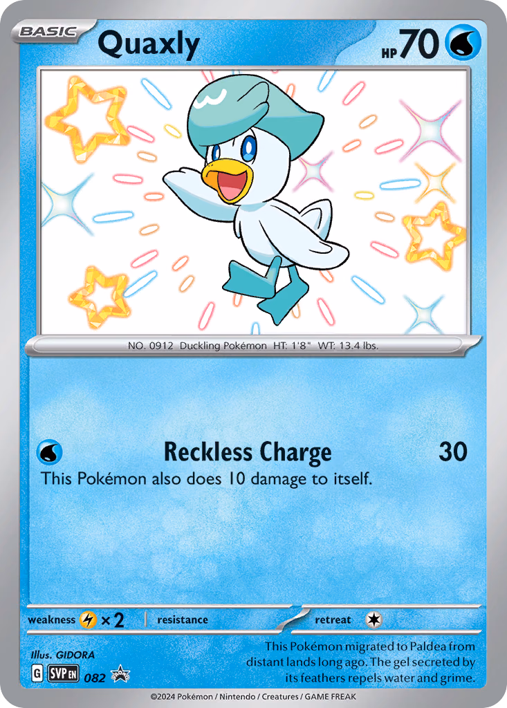 Quaxly Pokemon card (082, Scarlet & Violet Black Star Promos)