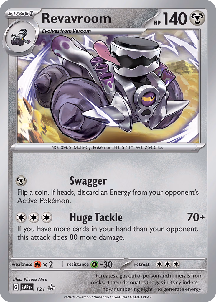 Revavroom Pokemon card (121, Scarlet & Violet Black Star Promos)