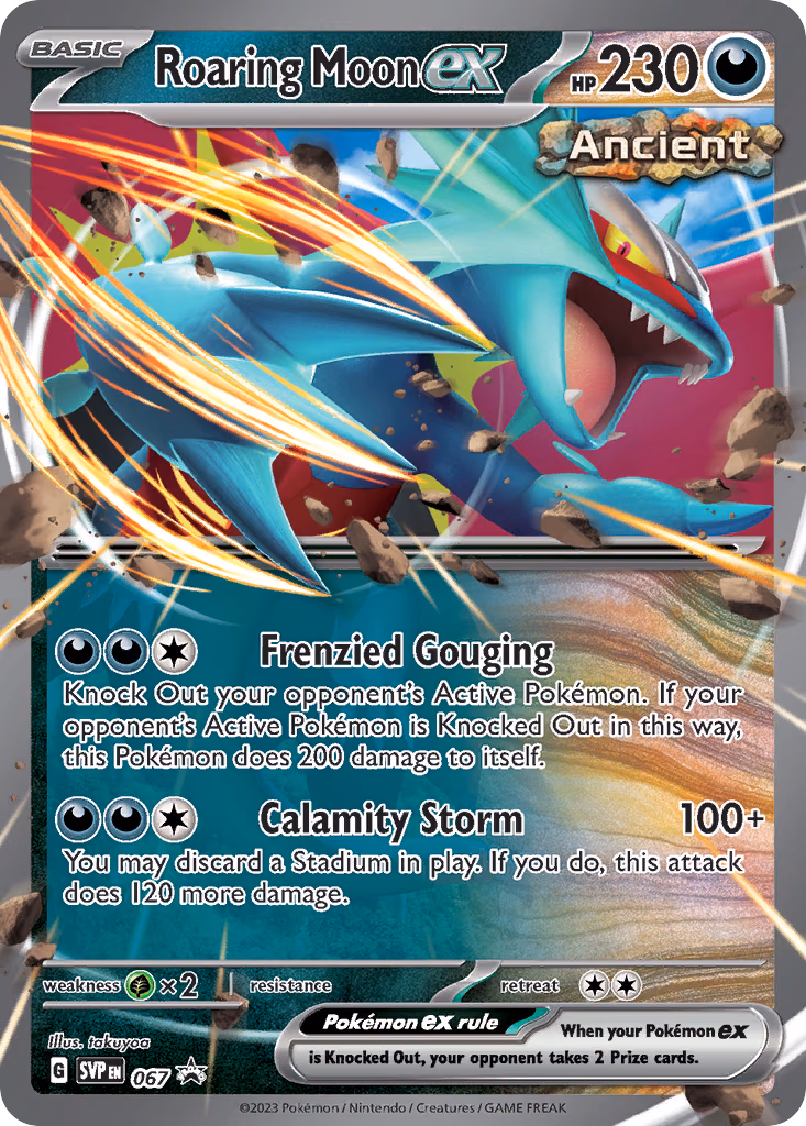 Roaring Moon ex Pokemon card (067, Scarlet & Violet Black Star Promos)
