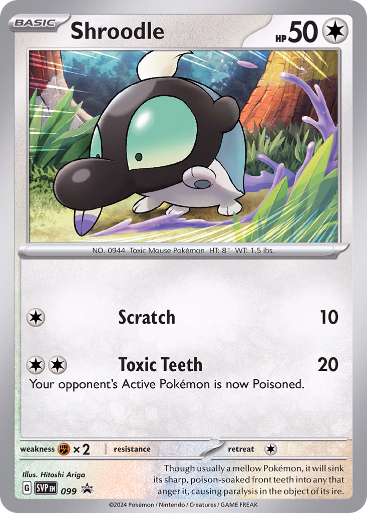 Shroodle Pokemon card (099, Scarlet & Violet Black Star Promos)