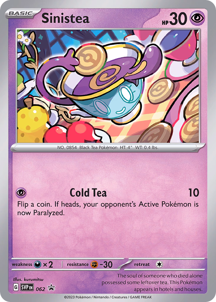 Sinistea Pokemon card (062, Scarlet & Violet Black Star Promos)