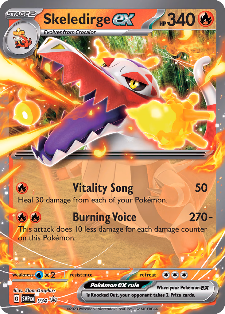 Skeledirge ex Pokemon card (034, Scarlet & Violet Black Star Promos)