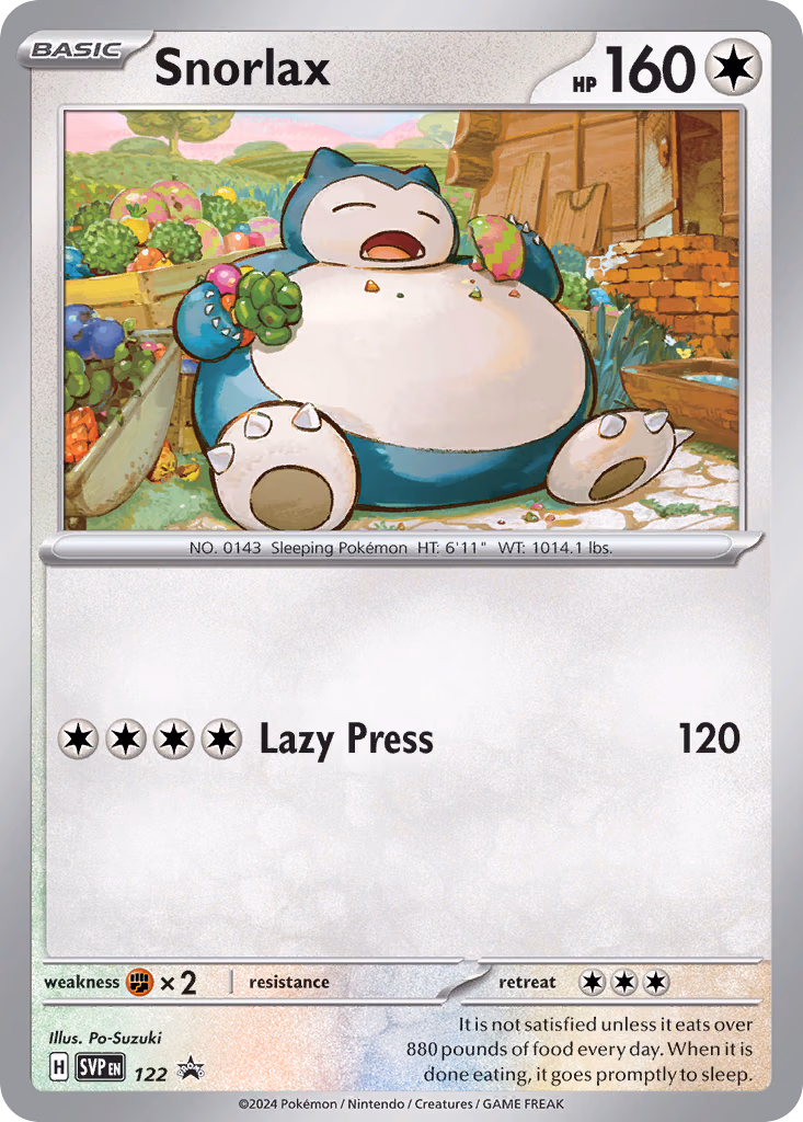 Snorlax Pokemon card (122, Scarlet & Violet Black Star Promos)