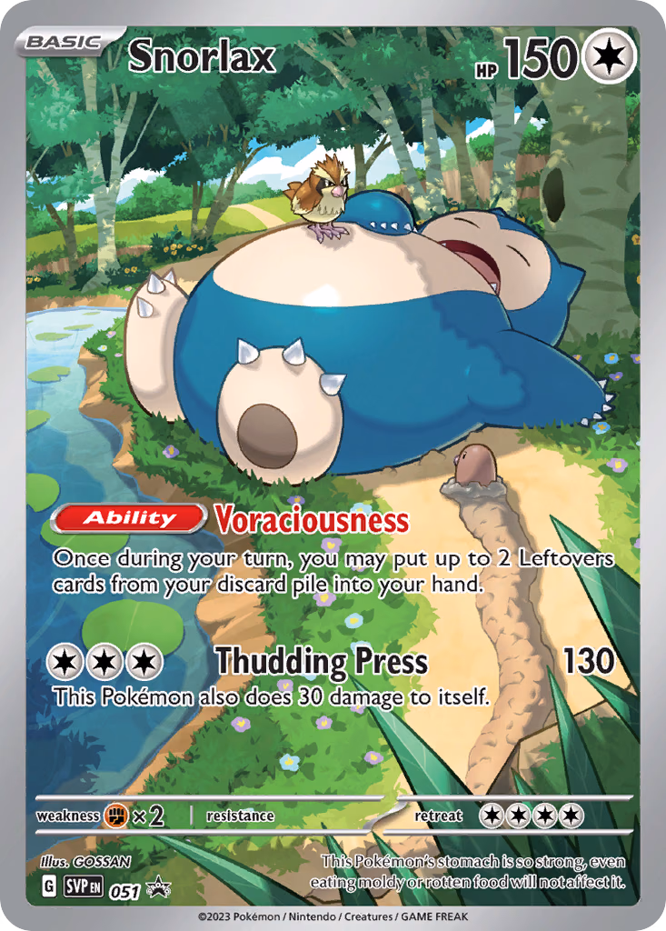 Snorlax Pokemon card (051, Scarlet & Violet Black Star Promos)