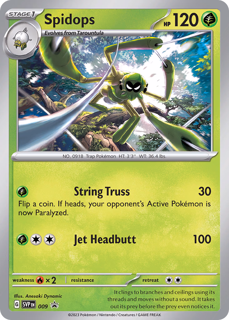 Spidops Pokemon card (009, Scarlet & Violet Black Star Promos)