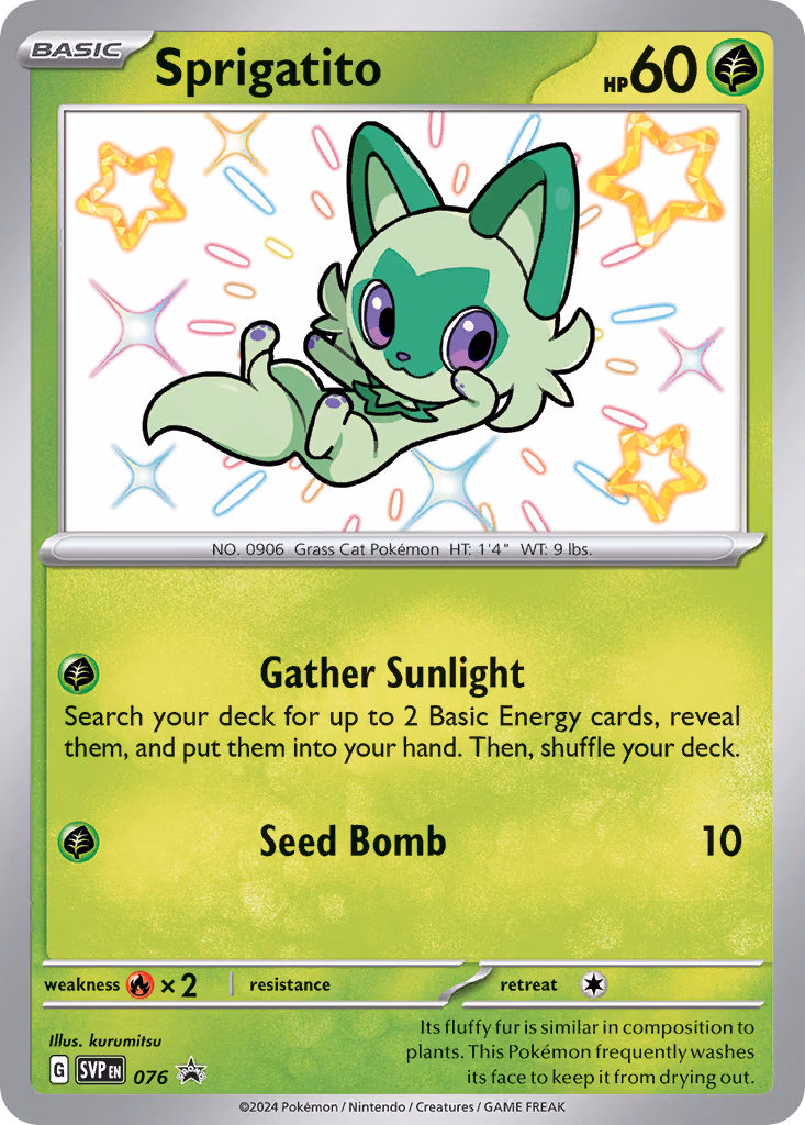 Sprigatito Pokemon card (076, Scarlet & Violet Black Star Promos)