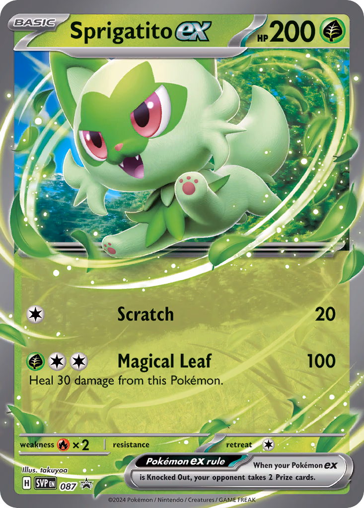 Sprigatito ex Pokemon card (087, Scarlet & Violet Black Star Promos)