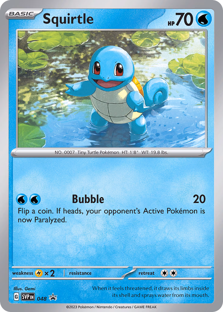 Squirtle Pokemon card (048, Scarlet & Violet Black Star Promos)