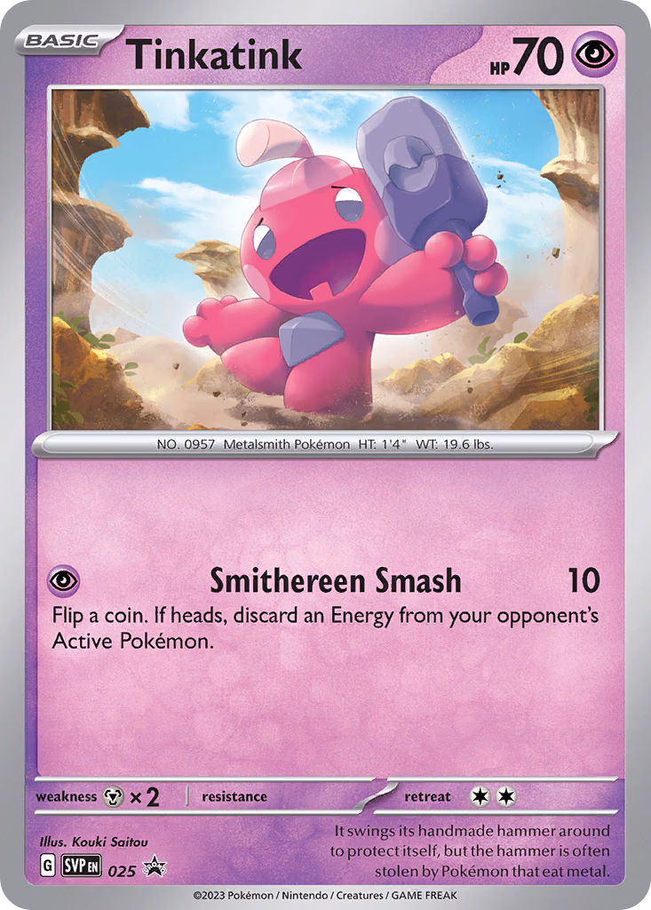 Tinkatink Pokemon card (025, Scarlet & Violet Black Star Promos)