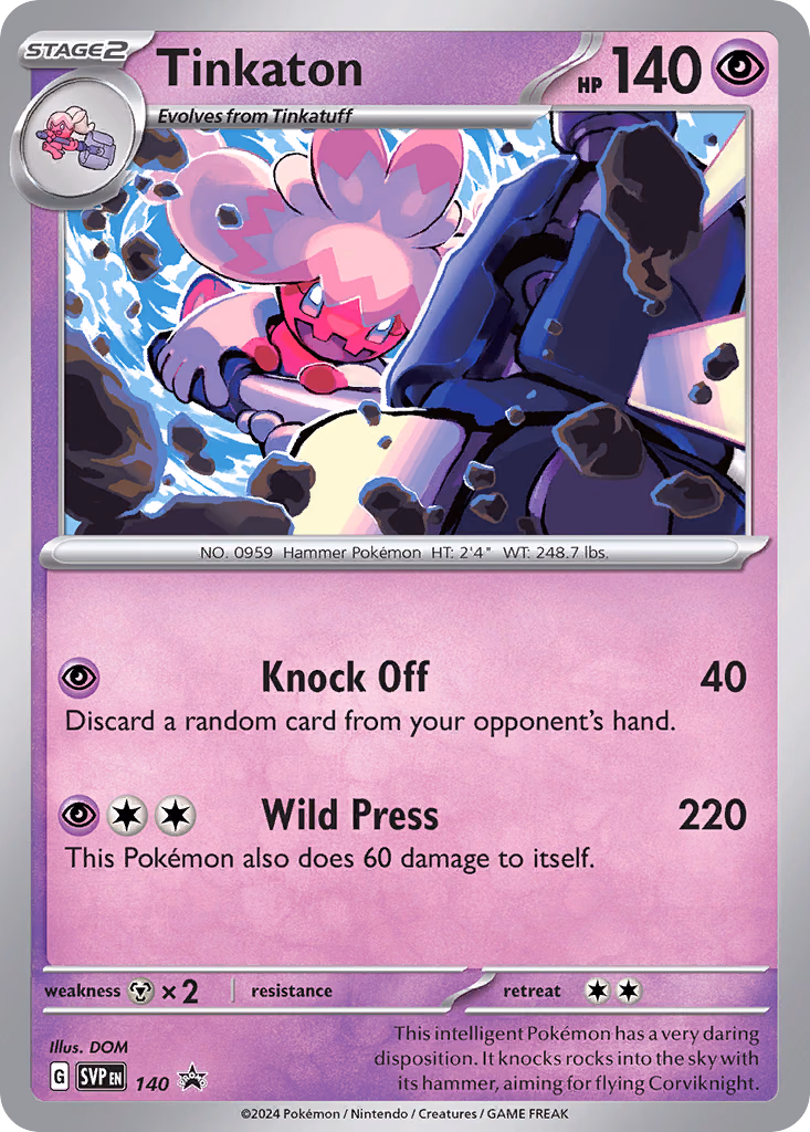 Tinkaton Pokemon card (140, Scarlet & Violet Black Star Promos)