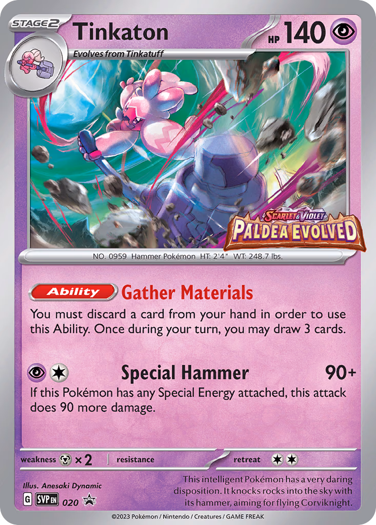 Tinkaton Pokemon card (020, Scarlet & Violet Black Star Promos)