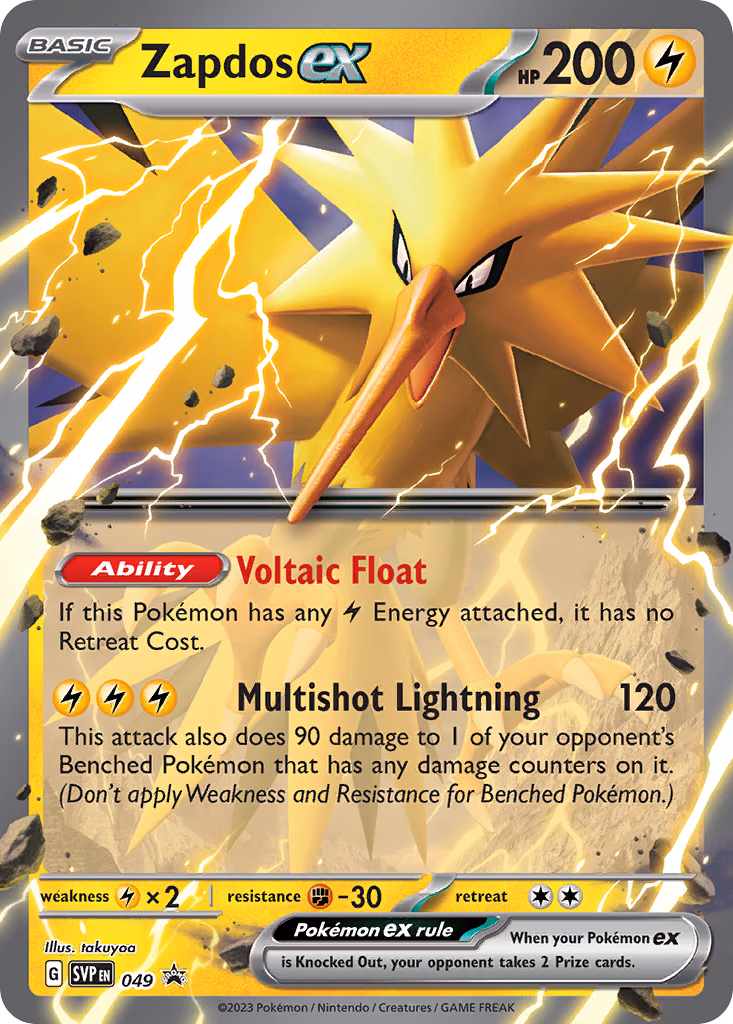 Zapdos ex Pokemon card (049, Scarlet & Violet Black Star Promos)
