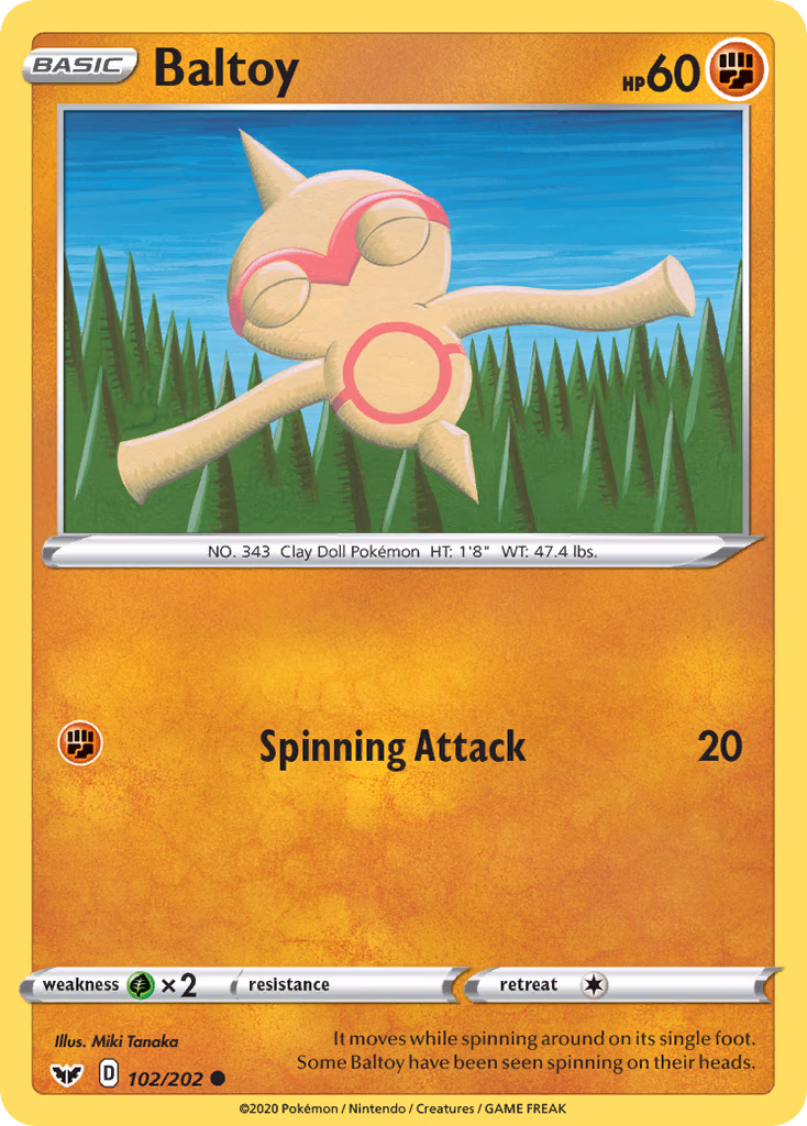 Baltoy Pokemon card (102/202, Sword & Shield)