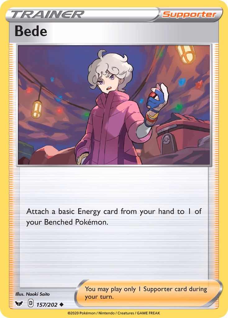 Bede Pokemon card (157/202, Sword & Shield)