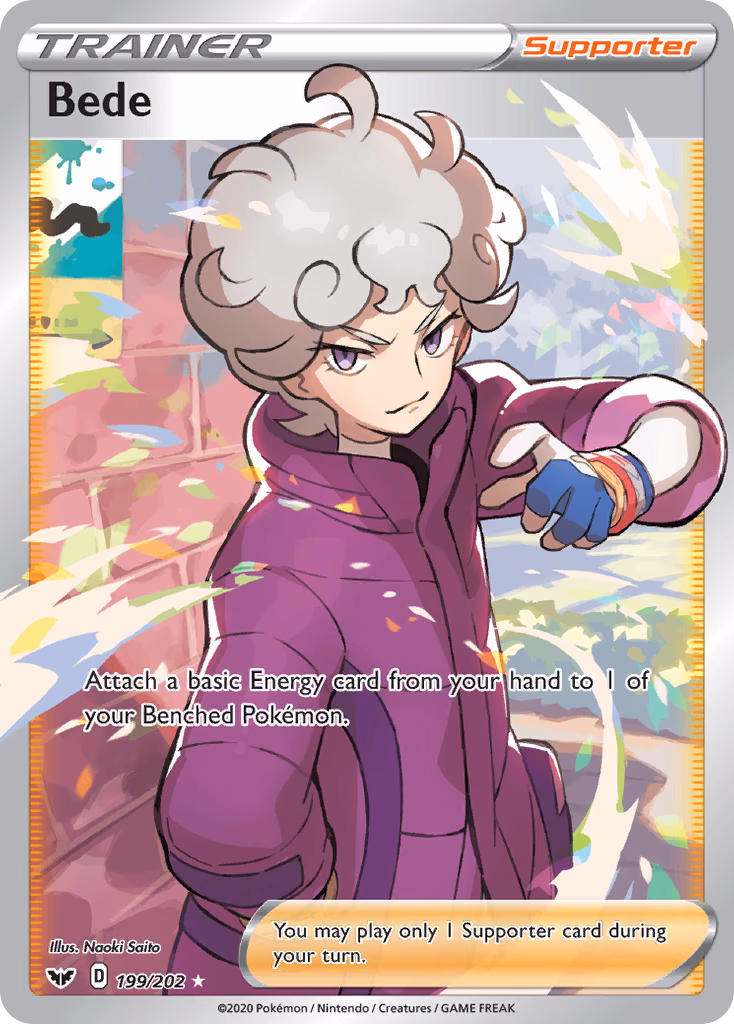 Bede Pokemon card (199/202, Sword & Shield)