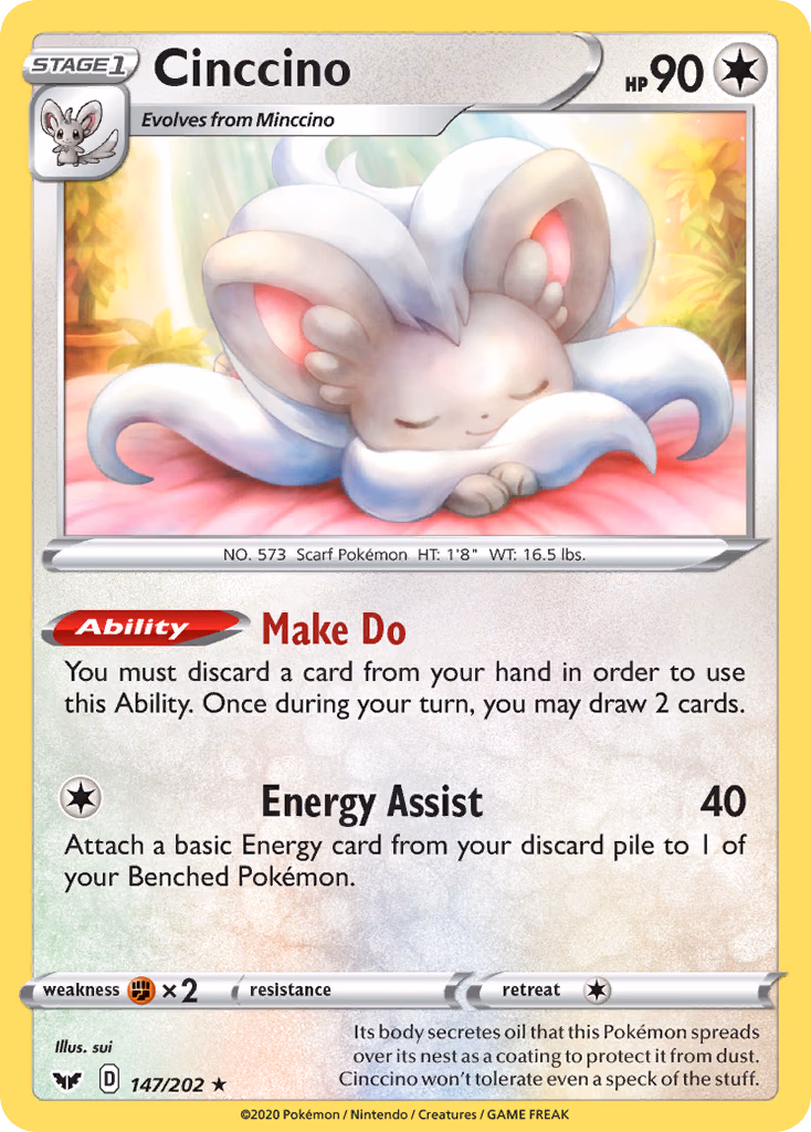 Cinccino Pokemon card (147/202, Sword & Shield)