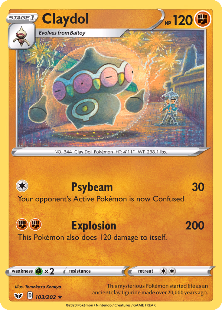 Claydol Pokemon card (103/202, Sword & Shield)