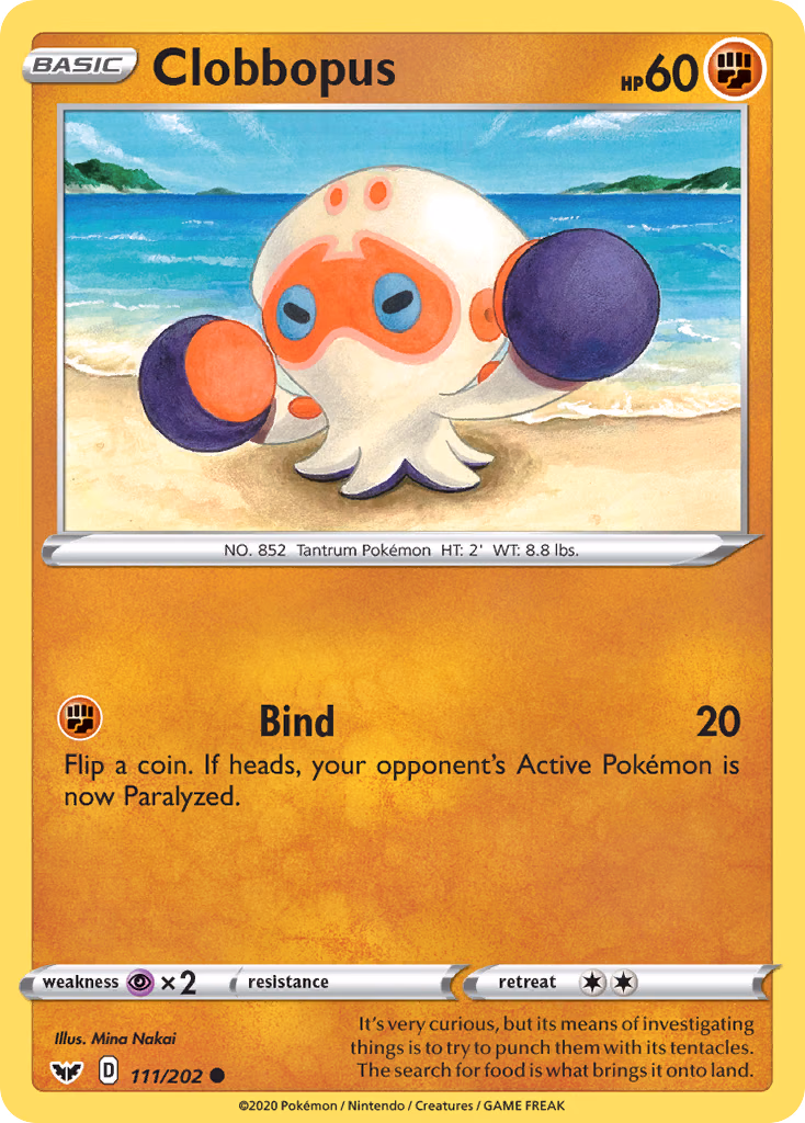 Clobbopus Pokemon card (111/202, Sword & Shield)