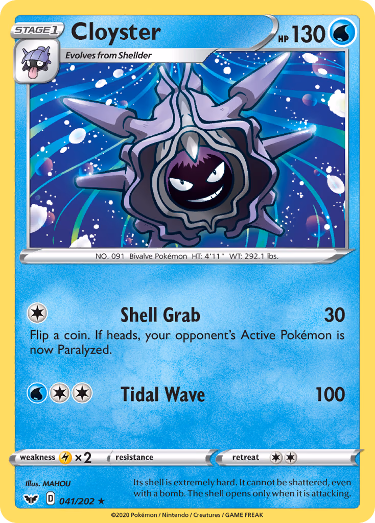 Cloyster Pokemon card (041/202, Sword & Shield)