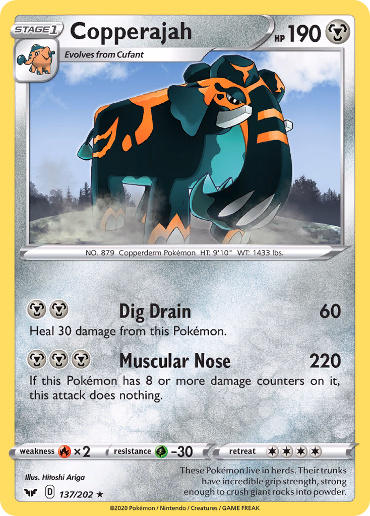 Copperajah Pokemon card (137/202, Sword & Shield)