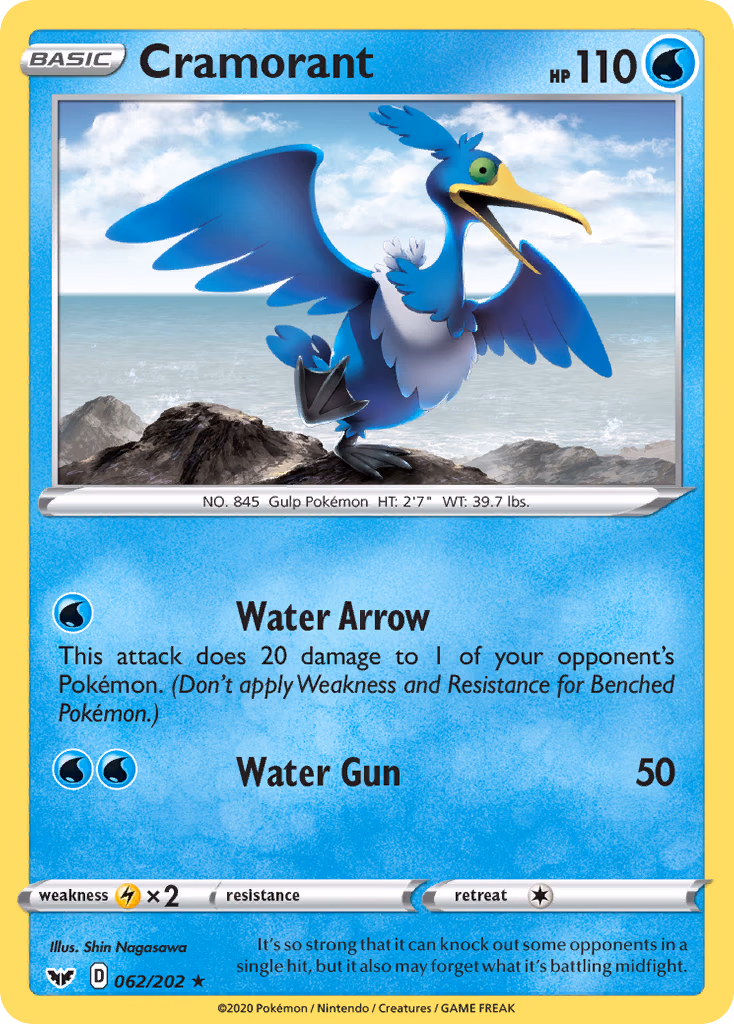 Cramorant Pokemon card (062/202, Sword & Shield)