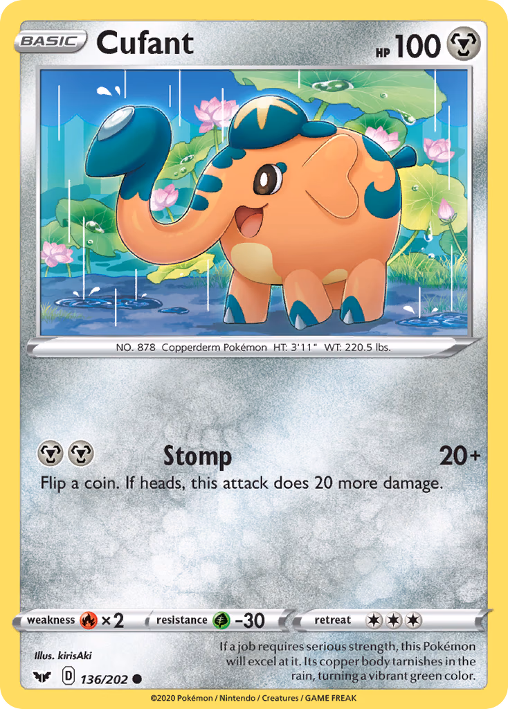 Cufant Pokemon card (136/202, Sword & Shield)