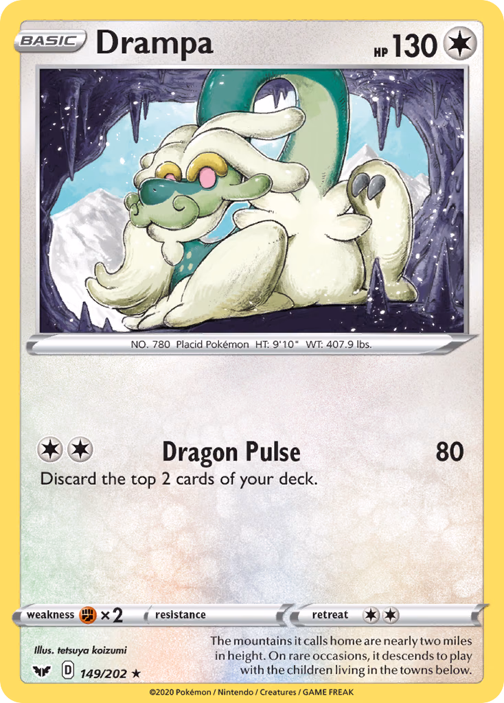 Drampa Pokemon card (149/202, Sword & Shield)