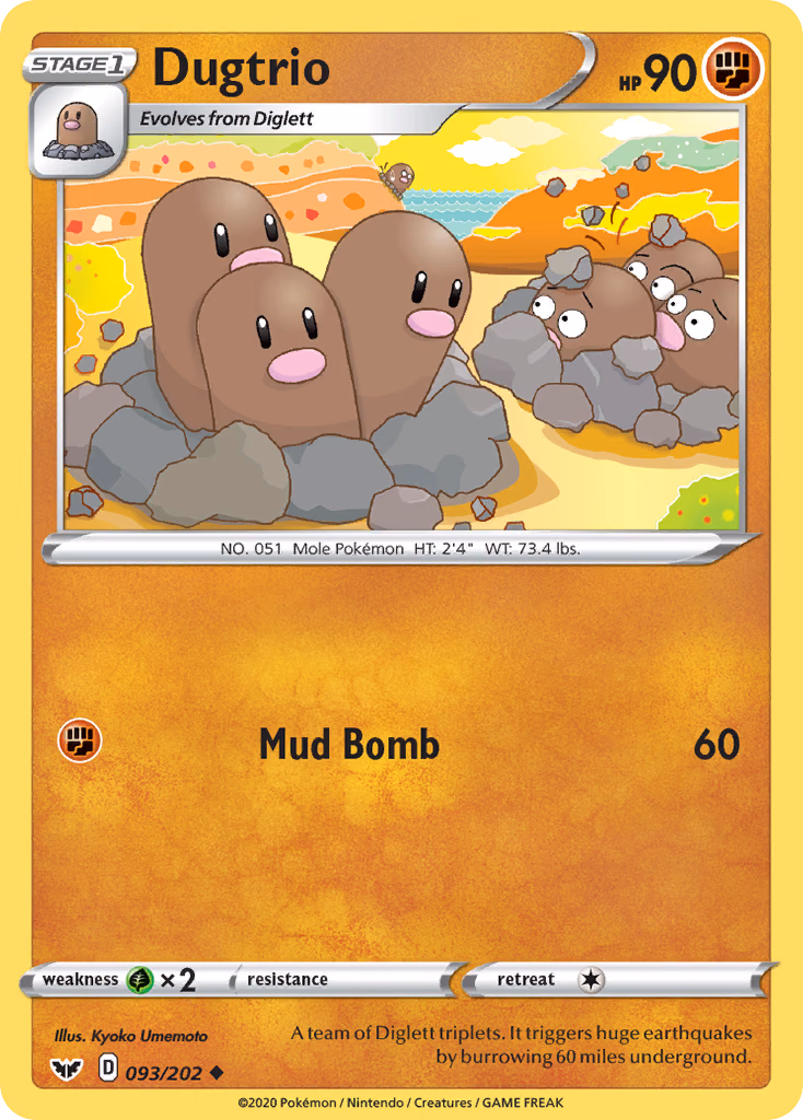 Dugtrio Pokemon card (093/202, Sword & Shield)