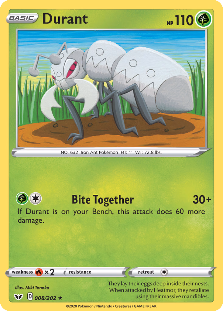 Durant Pokemon card (008/202, Sword & Shield)