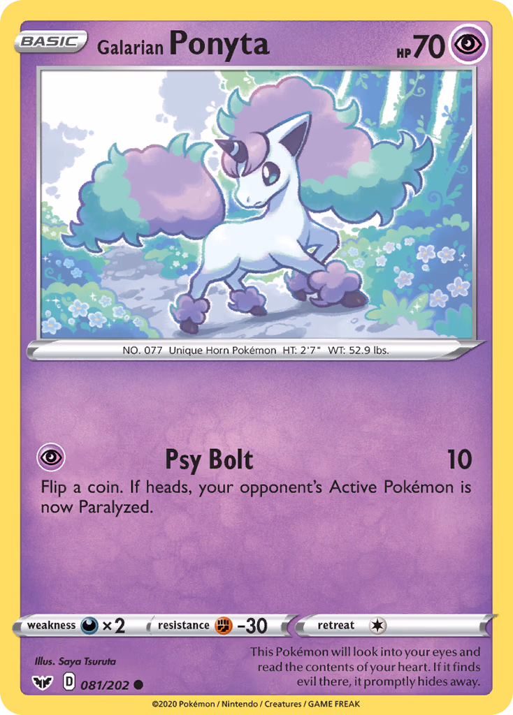 Galarian Ponyta Pokemon card (081/202, Sword & Shield)