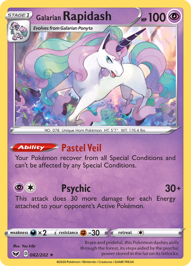 Galarian Rapidash Pokemon card (082/202, Sword & Shield)