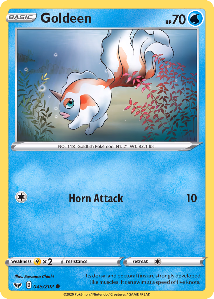 Goldeen Pokemon card (045/202, Sword & Shield)